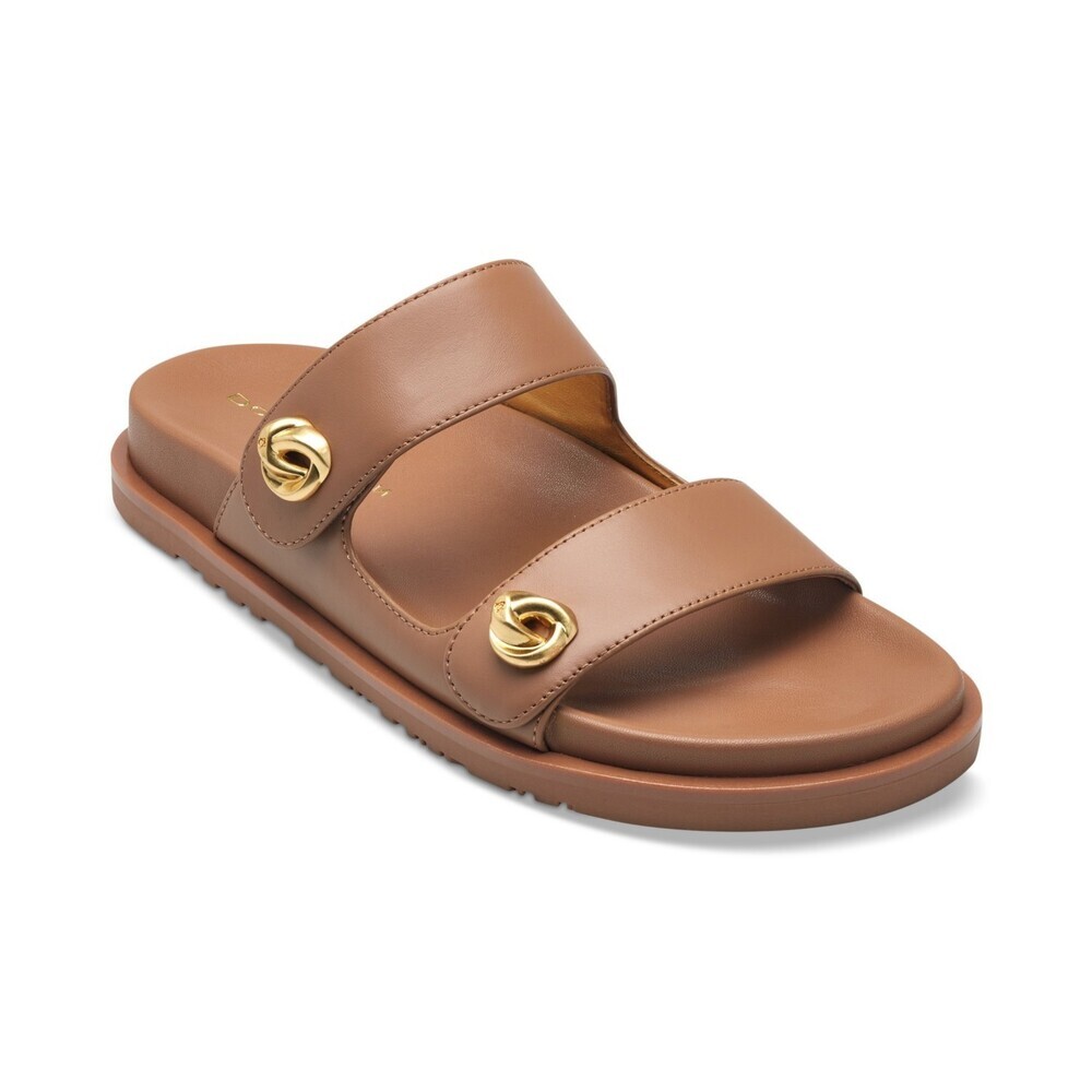 Donna Karan Hazley Sandals Women's US 6 Brown Leather Slip-On Slide GAL1220
